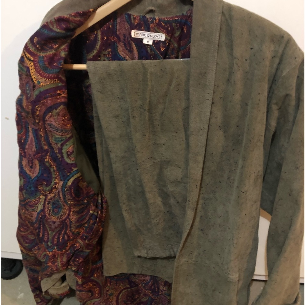 Womenswear’s suede pant suit by Marc D’Alcy